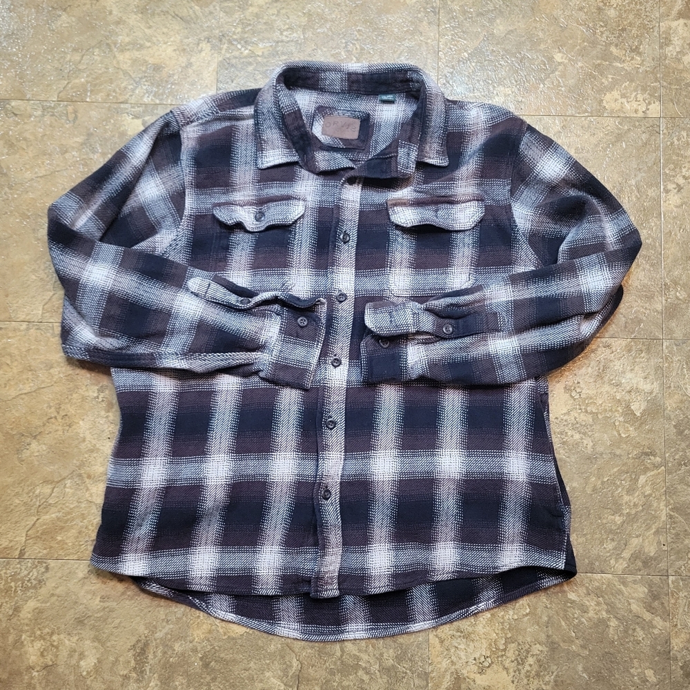 Orvis Big Bear Heavyweight Flannel Shirt Mens XXL Black Brown Plaid Button Up